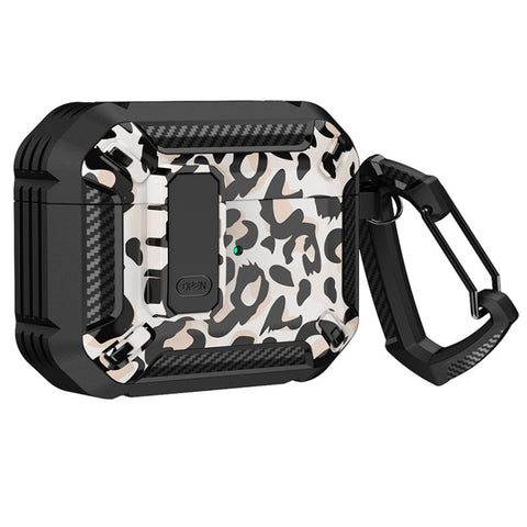 Two-Tone Printed Earphone Case with Switch Lock & Carabiner, For AirPods 1/2, For AirPods Pro, For AirPods 3