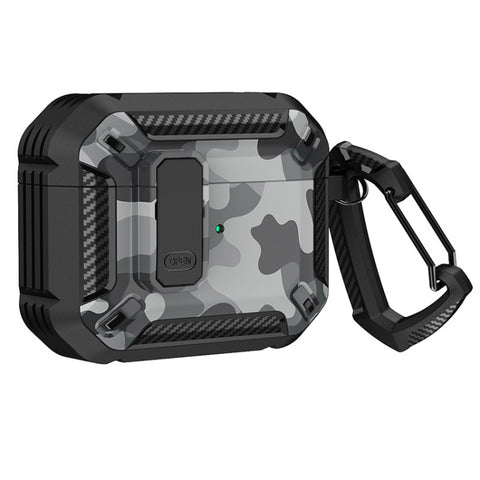 Two-Tone Printed Earphone Case with Switch Lock & Carabiner, For AirPods 1/2, For AirPods Pro, For AirPods 3