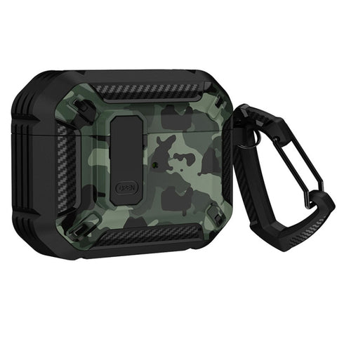 Two-Tone Printed Earphone Case with Switch Lock & Carabiner, For AirPods 1/2, For AirPods Pro, For AirPods 3