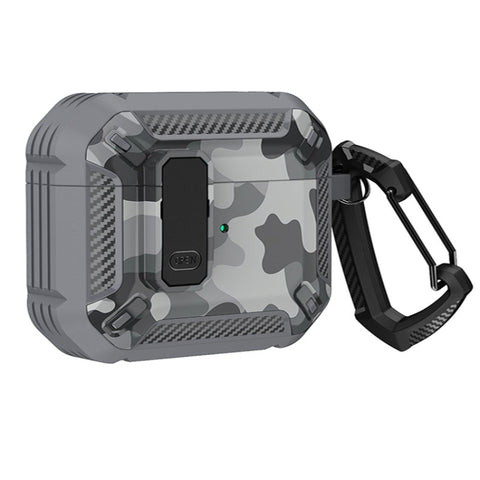 Two-Tone Printed Earphone Case with Switch Lock & Carabiner, For AirPods 1/2, For AirPods Pro, For AirPods 3