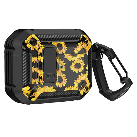 Two-Tone Printed Earphone Case with Switch Lock & Carabiner, For AirPods 1/2, For AirPods Pro, For AirPods 3