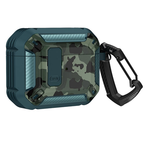 Two-Tone Printed Earphone Case with Switch Lock & Carabiner, For AirPods 1/2, For AirPods Pro, For AirPods 3