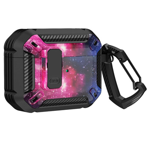 Two-Tone Printed Earphone Case with Switch Lock & Carabiner, For AirPods 1/2, For AirPods Pro, For AirPods 3