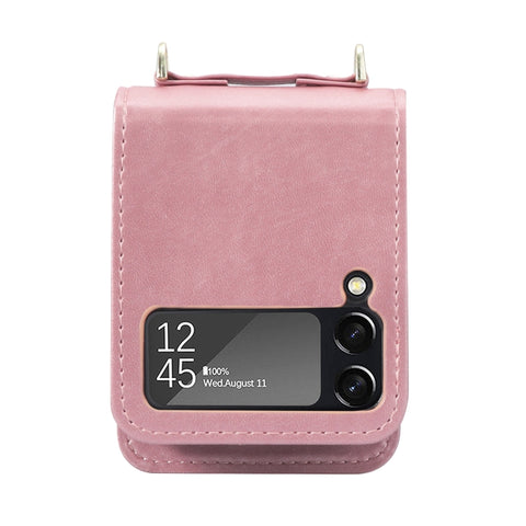 Lanyard Folding Leather Phone Case, For Samsung Galaxy Z Filp4 5G