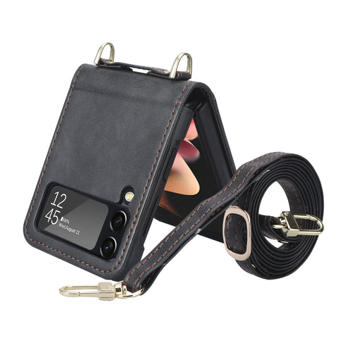 Lanyard Folding Leather Phone Case, For Samsung Galaxy Z Filp4 5G