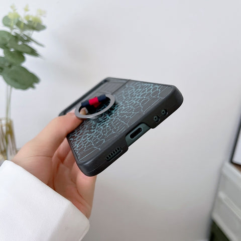 Crocodile Texture Genuine Leather Phone Case with Ring, For Samsung Galaxy Z Flip4