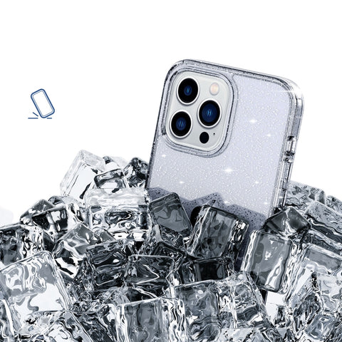 Crystal Clear Glitter Airbag Phone Case, For iPhone 14, For iPhone 14 Plus, For iPhone 14 Pro, For iPhone 14 Pro Max