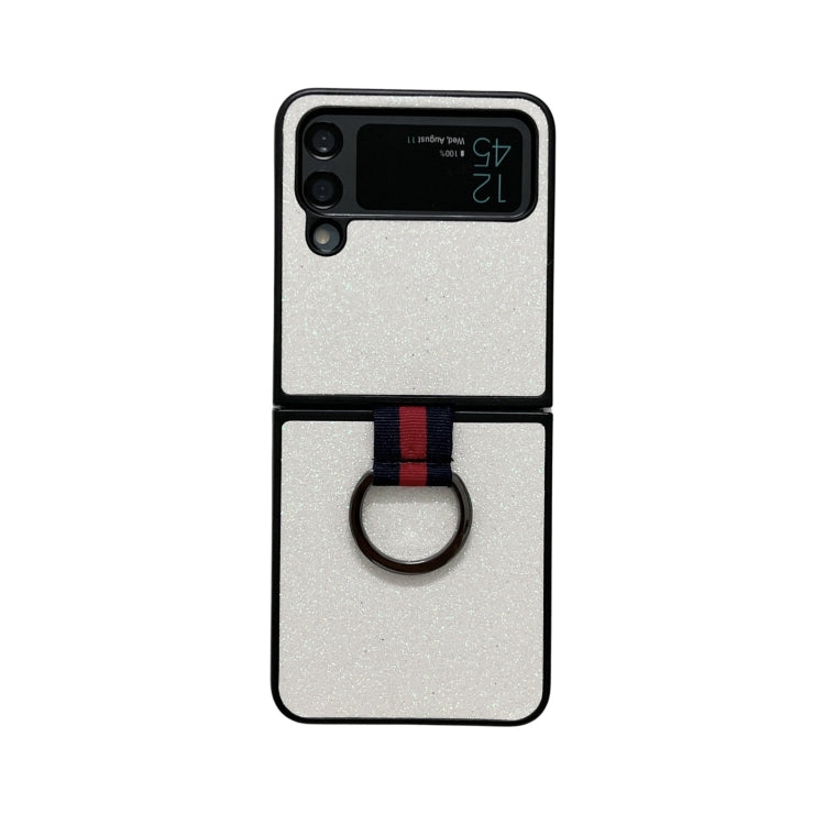 Glitter Powder PU Phone Case With Ring, For Samsung Galaxy Z Flip4