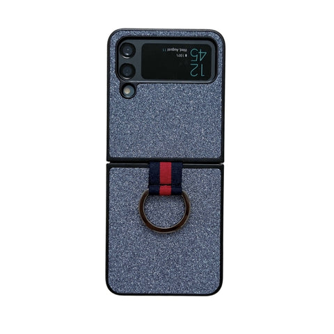 Glitter Powder PU Phone Case With Ring, For Samsung Galaxy Z Flip4