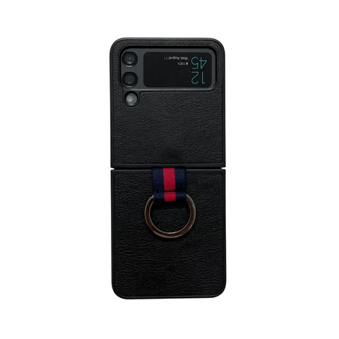 Two-color Litchi Texture Phone Case With Ring, For Samsung Galaxy Z Flip4