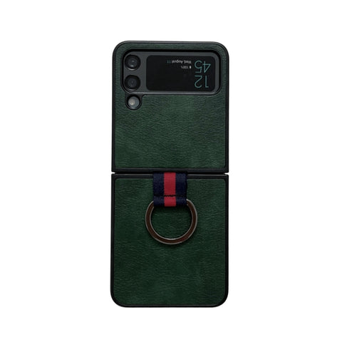 Two-color Litchi Texture Phone Case With Ring, For Samsung Galaxy Z Flip4