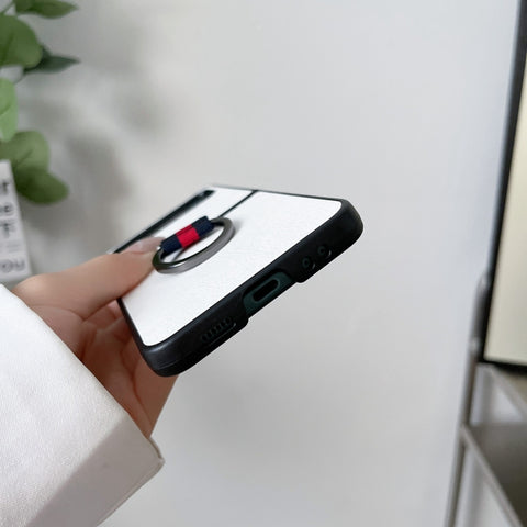 Two-color Litchi Texture Phone Case With Ring, For Samsung Galaxy Z Flip4