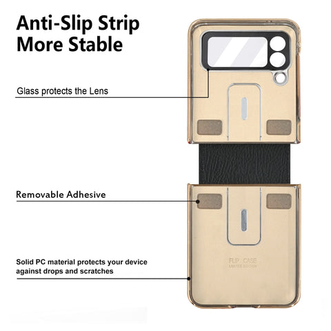 Colorful Leather + PC Phone Case with Ring, For Samsung Galaxy Z Flip4 5G, For Samsung Galaxy Z Flip3 5G