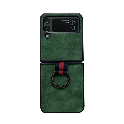Morocco Texture PU+TPU+PC Shockproof Phone Case With Ring, For Samsung Galaxy Z Flip4