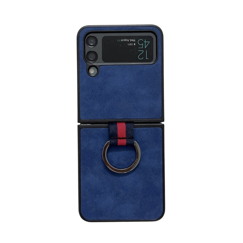Morocco Texture PU+TPU+PC Shockproof Phone Case With Ring, For Samsung Galaxy Z Flip4