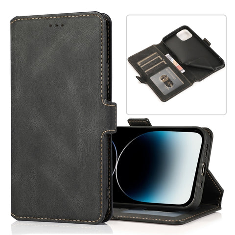 Retro Magnetic Closing Clasp Leather Case, For iPhone 14 Pro Max, For iPhone 14 Pro, For iPhone 14, For iPhone 14 Plus