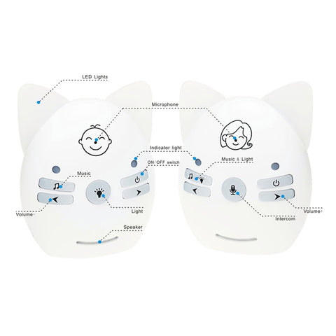 Wireless Audio Baby Monitor Support Voice Monitoring + Intercom + Night Light without Battery, US Plug, UK Plug, EU Plug, AU Plug