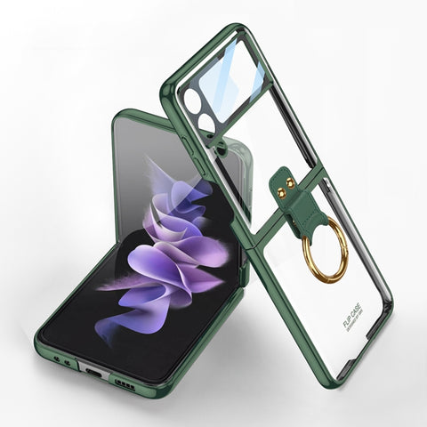 GKK Integrated Electroplating Phone Case with Ring, For Samsung Galaxy Z Flip4