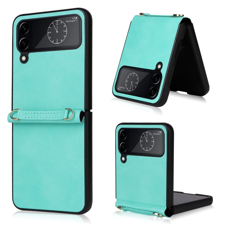 Lambskin Texture Leather Phone Case with Lanyard, For Samsung Galaxy Z Flip4
