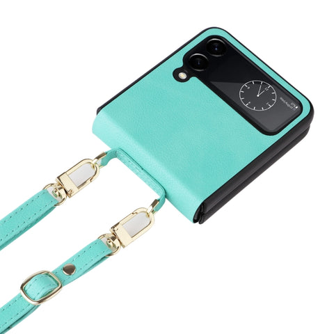 Lambskin Texture Leather Phone Case with Lanyard, For Samsung Galaxy Z Flip4