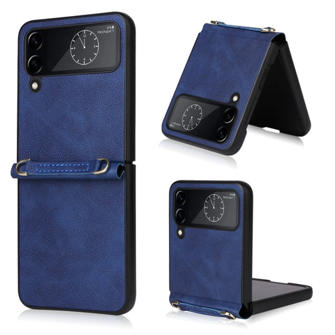 Lambskin Texture Leather Phone Case with Lanyard, For Samsung Galaxy Z Flip4