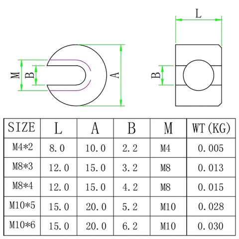 316 Stainless Steel Garden Wire Rope Fixed Clip, 2 PCS M4x2, 2 PCS M8x3, 2 PCS M8x4, 2 PCS M10x5, 2 PCS M10x6