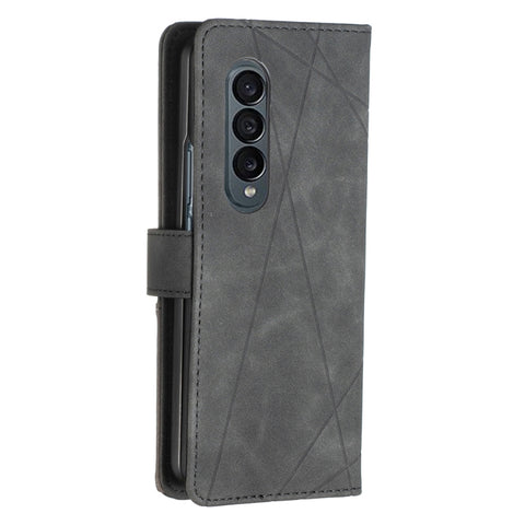 BF05 Magnetic Buckle Rhombus Texture Leather Phone Case, For Samsung Galaxy Z Fold4