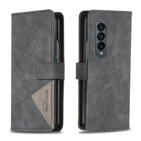 BF05 Magnetic Buckle Rhombus Texture Leather Phone Case, For Samsung Galaxy Z Fold4