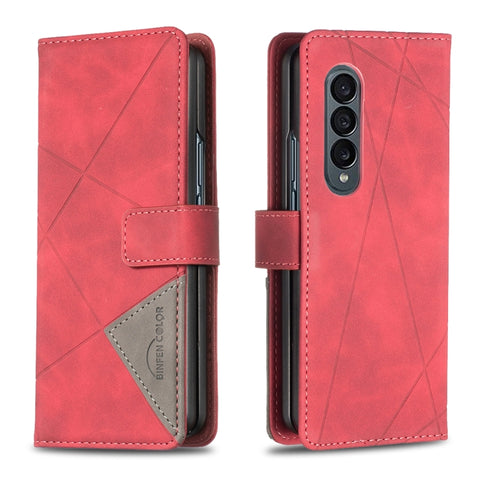 BF05 Magnetic Buckle Rhombus Texture Leather Phone Case, For Samsung Galaxy Z Fold4