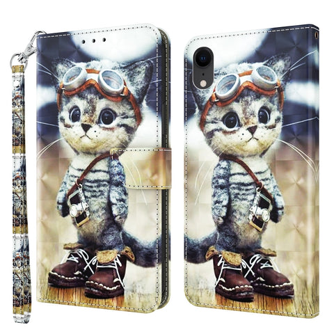 3D Painted Leather Phone Case, For iPhone SE 2022 / SE 2020 / 8 / 7, For iPhone XR, For iPhone 8 Plus / 7 Plus