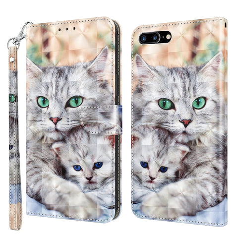 3D Painted Leather Phone Case, For iPhone SE 2022 / SE 2020 / 8 / 7, For iPhone XR, For iPhone 8 Plus / 7 Plus