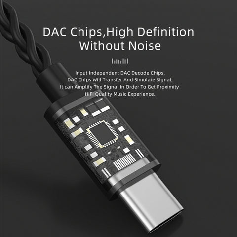 CVJ V6.TC 1.25m Type-C Digital Decoding Oxygen-free Copper Earphone Cable, 0.75mm, 0.78mm, MMCX