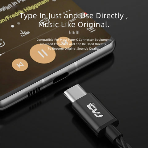 CVJ V6.TC 1.25m Type-C Digital Decoding Oxygen-free Copper Earphone Cable, 0.75mm, 0.78mm, MMCX