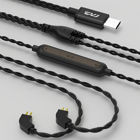 CVJ V6.TC 1.25m Type-C Digital Decoding Oxygen-free Copper Earphone Cable, 0.75mm, 0.78mm, MMCX