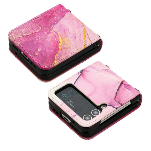 Marble Pattern Leather Phone Case, For Samsung Galaxy Z Flip3 5G, For Samsung Galaxy Z Flip4