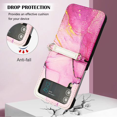 Marble Pattern Leather Phone Case, For Samsung Galaxy Z Flip3 5G, For Samsung Galaxy Z Flip4
