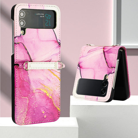 Marble Pattern Leather Phone Case, For Samsung Galaxy Z Flip3 5G, For Samsung Galaxy Z Flip4