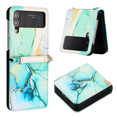 Marble Pattern Leather Phone Case, For Samsung Galaxy Z Flip3 5G, For Samsung Galaxy Z Flip4