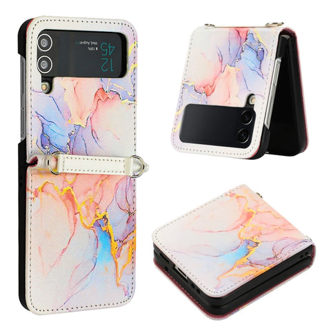 Marble Pattern Leather Phone Case, For Samsung Galaxy Z Flip3 5G, For Samsung Galaxy Z Flip4