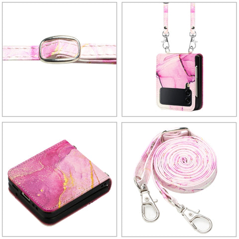 Crossbody Marble Pattern Leather Phone Case, For Samsung Galaxy Z Flip3 5G, For Samsung Galaxy Z Flip4