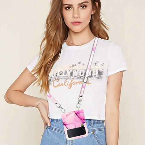 Crossbody Marble Pattern Leather Phone Case, For Samsung Galaxy Z Flip3 5G, For Samsung Galaxy Z Flip4