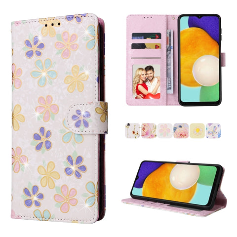 Bronzing Painting RFID Leather Case, For Samsung Galaxy A13 4G / 5G, For Samsung Galaxy A12, For Samsung Galaxy S8 Plus