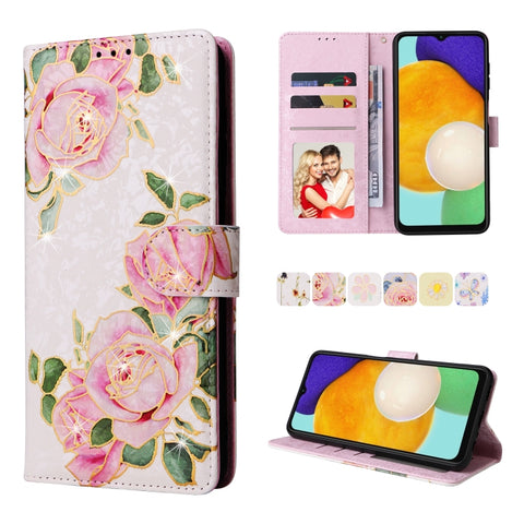 Bronzing Painting RFID Leather Case, For Samsung Galaxy A13 4G / 5G, For Samsung Galaxy A12, For Samsung Galaxy S8 Plus
