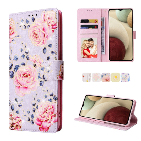 Bronzing Painting RFID Leather Case, For Samsung Galaxy A13 4G / 5G, For Samsung Galaxy A12, For Samsung Galaxy S8 Plus