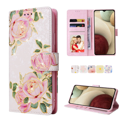 Bronzing Painting RFID Leather Case, For Samsung Galaxy A13 4G / 5G, For Samsung Galaxy A12, For Samsung Galaxy S8 Plus