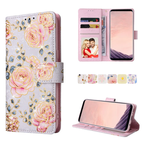 Bronzing Painting RFID Leather Case, For Samsung Galaxy A13 4G / 5G, For Samsung Galaxy A12, For Samsung Galaxy S8 Plus