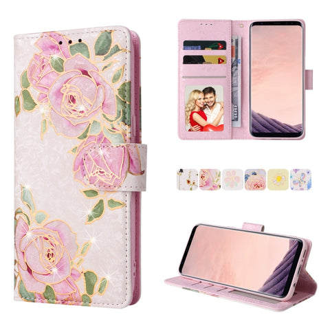 Bronzing Painting RFID Leather Case, For Samsung Galaxy A13 4G / 5G, For Samsung Galaxy A12, For Samsung Galaxy S8 Plus