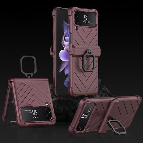 GKK Sliding Camshield Magnetic Armor Flip Phone Case with Ring Holder, For Samsung Galaxy Z Flip4