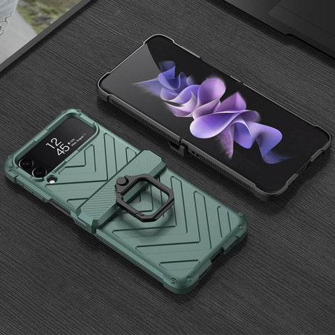 GKK Sliding Camshield Magnetic Armor Flip Phone Case with Ring Holder, For Samsung Galaxy Z Flip4