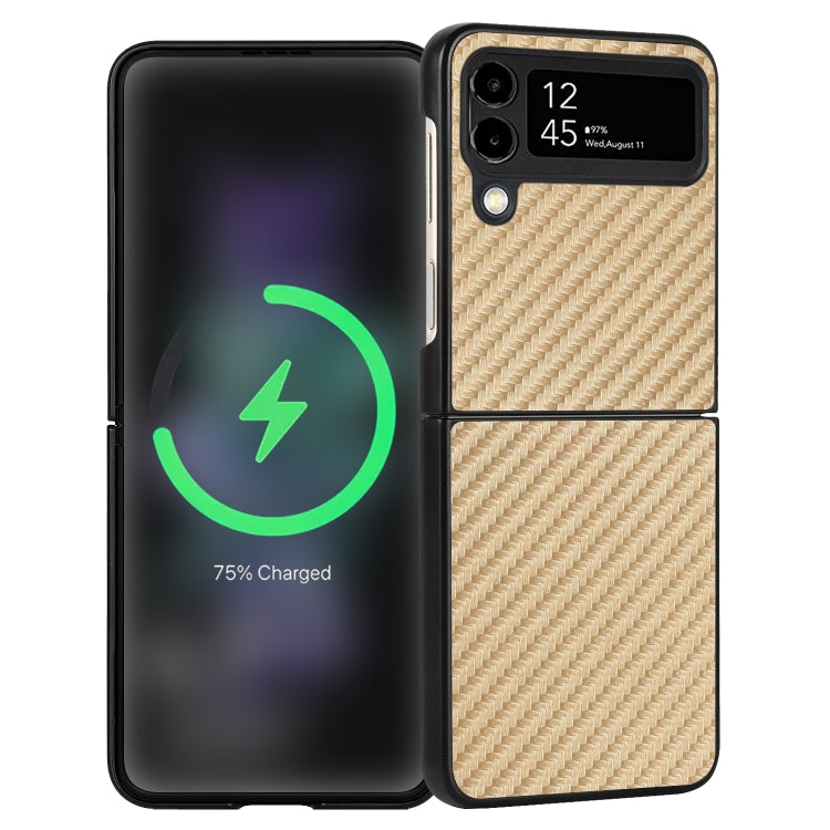 Carbon Fiber Texture Leather Folded Phone Case, For Samsung Galaxy Z Flip4, For Samsung Galaxy Z Flip3 5G